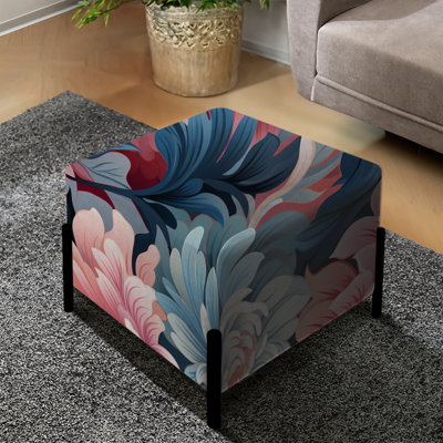Pink And Purple Damask Geometry Blend - Damask Square Ottoman