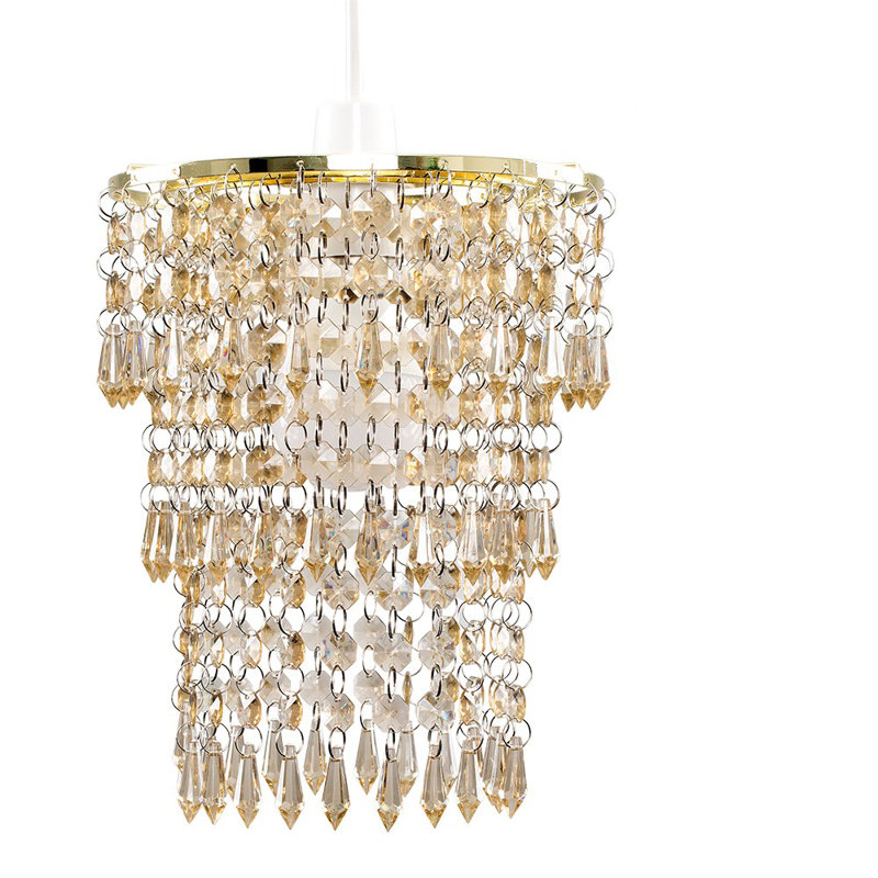 23cm H Plastic Drum Pendant Shade ( Spider ) in Gold
