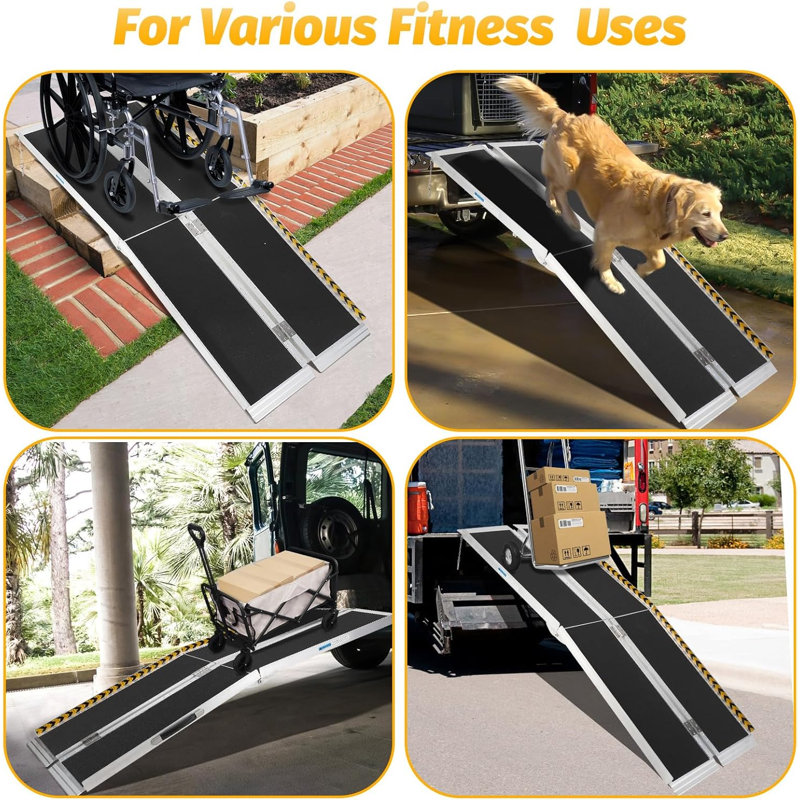 Fashionwu Aluminum Foldable Portable Ramp, 152.4cm L x 72cm W