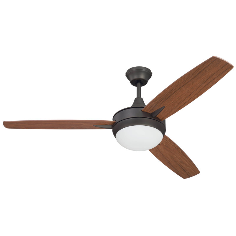 Targas 52'' Ceiling Fan with LED Lights, Espresso with Mahogany/Teak Blades
