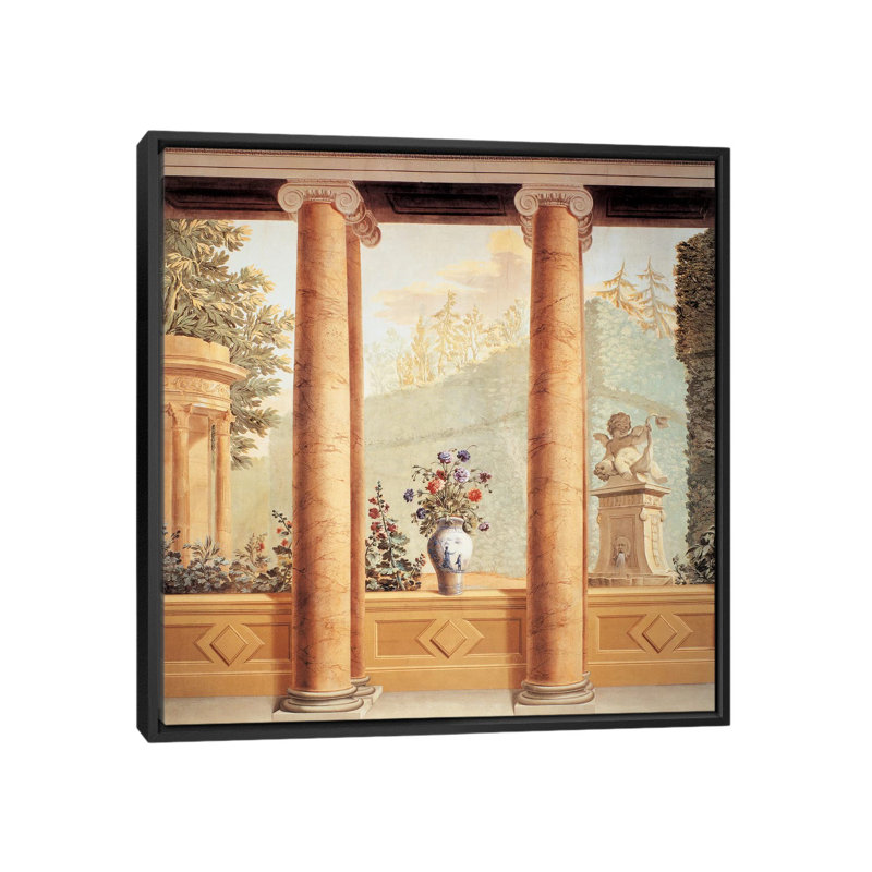 «Colonnato Con Veduta» par Giuseppe Del Moro, impression sur toile tendue, H 18 po x l 18 po x P 1,5 po, Toile encadrée noire