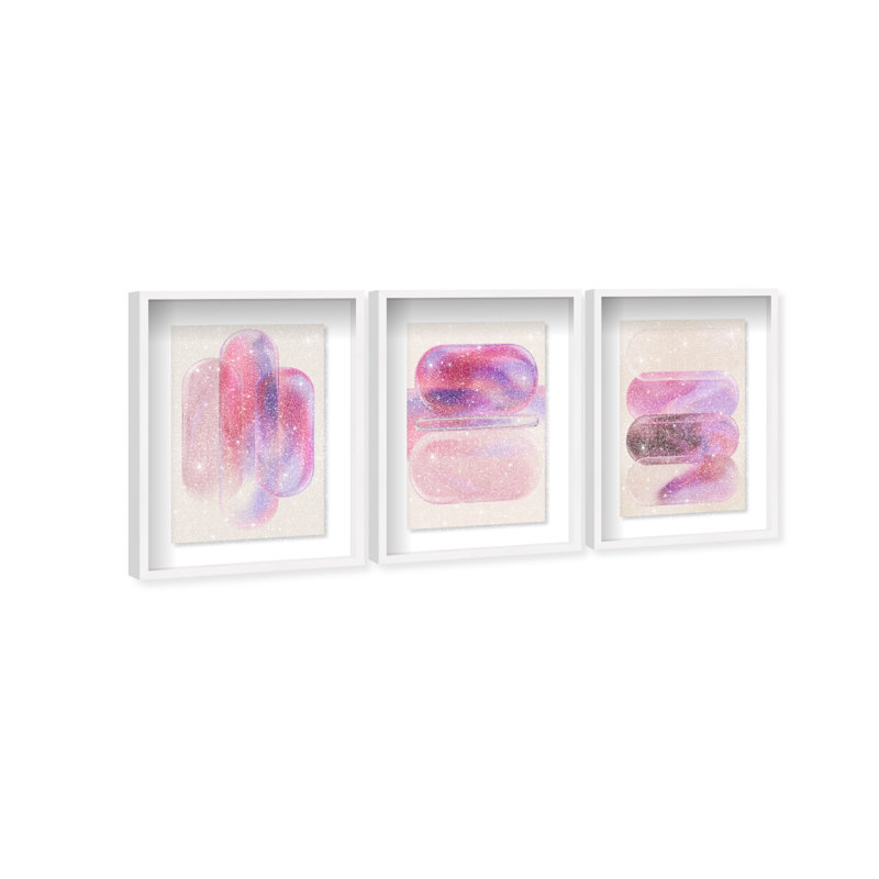 Rose Topaz Set Set by Oliver Gal, 55.5"H x 37.5"W, White Shadowbox
