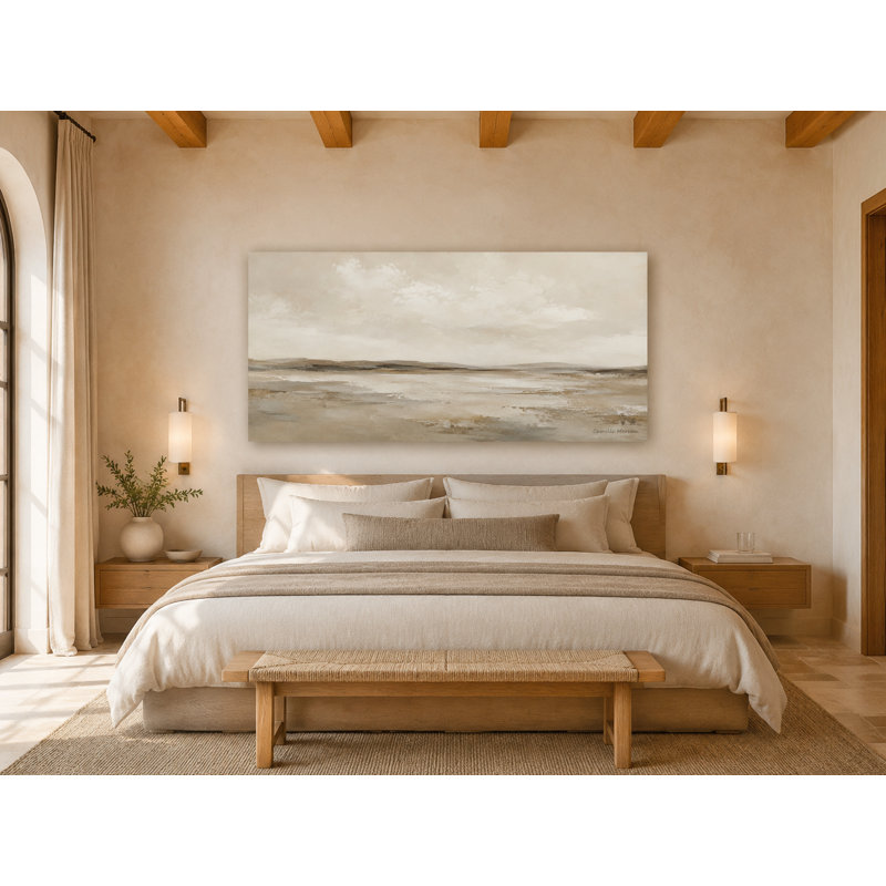 Jadie neutre enveloppé de paysage côtier ivoire, 55" W x 27.5" H x 1.5" D