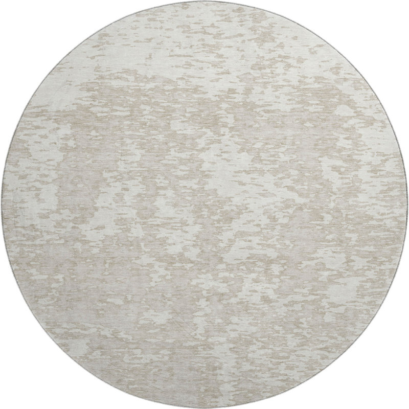 Premium Machine Washable Prisco Ivory Rug, Round 8'