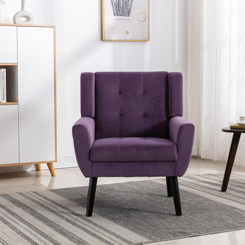 Chaise d'appoint avec pieds noirs pour la maison d'intérieur, Velours mauve lavande