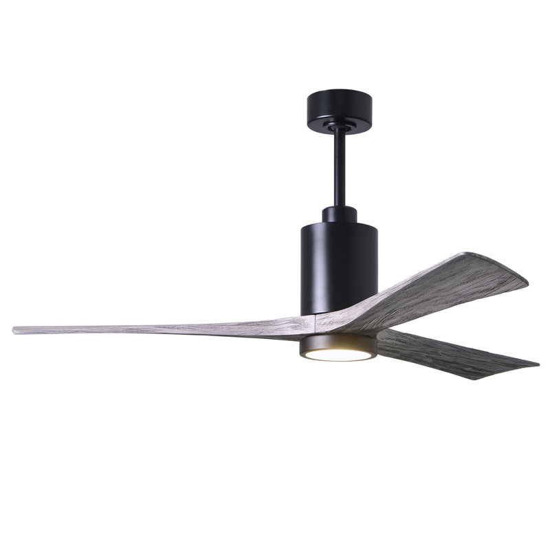 Patricia LED Downrod Ceiling Fan, Matte Black, Barn Wood, 60"