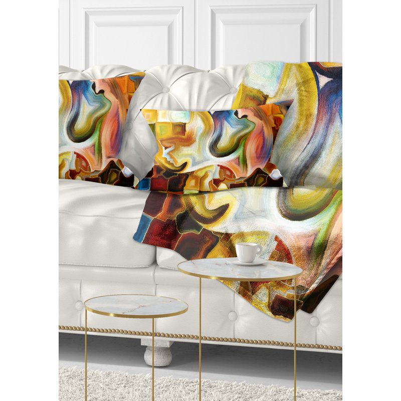 Vibrant Abstract Multicolor Polyester Throw Pillow 12x20