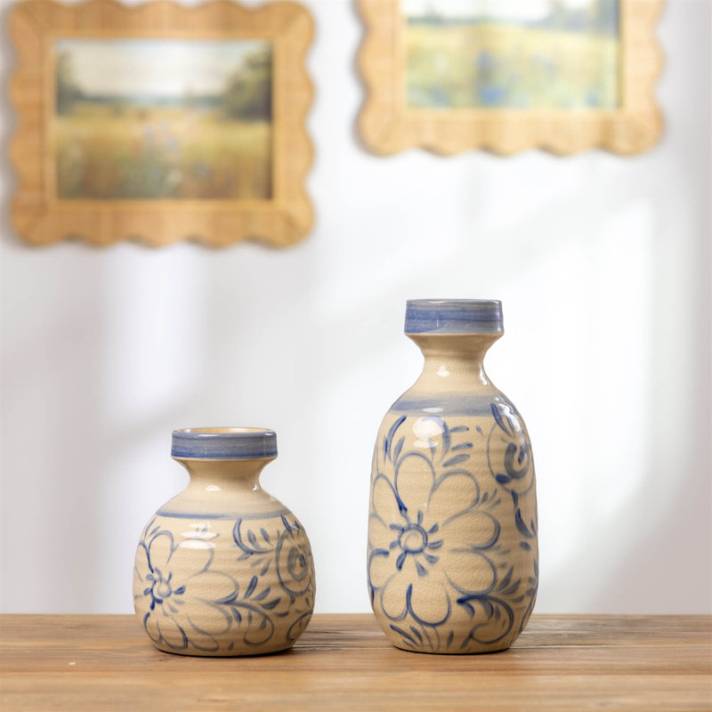 Vase floral en grès, H 12,2 po x l 5,95 po x P 5,95 po