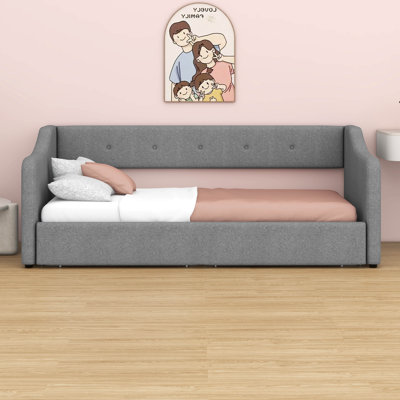 Twin XL Upholstered Daybed With Two Drawers, Linen Sofabed,No Box-Spring Needed