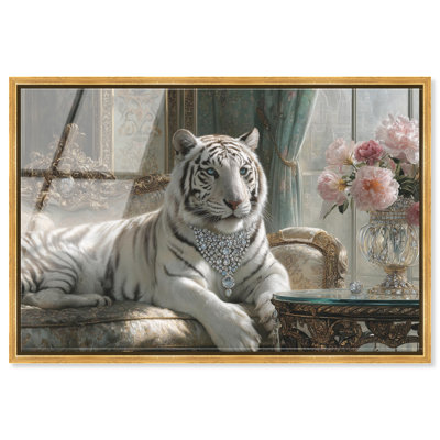 Decorative Ornate Tiger Framed Acrylic Print Fashion Wall Art by Art Remedy, Gold Frame, 24 x 16
