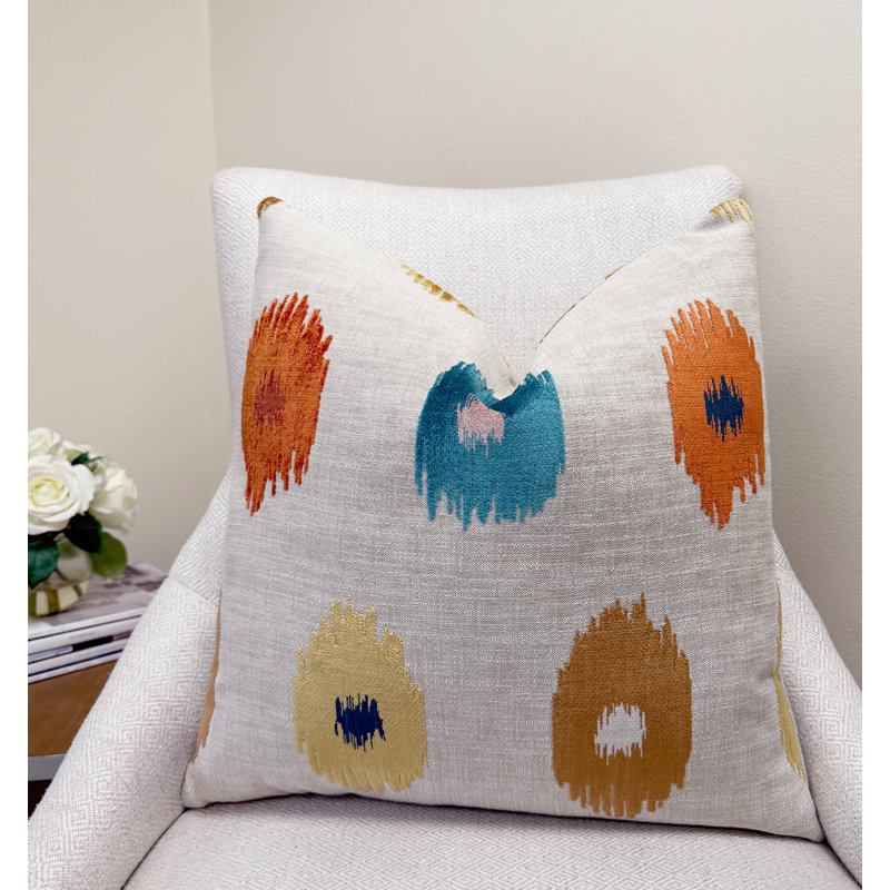 Housse de coussin en velours Ikat Dot, 22 x 22 po, Orange