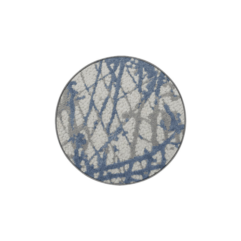 Tapis gris soyeux et moelleux, Rond 8 pi