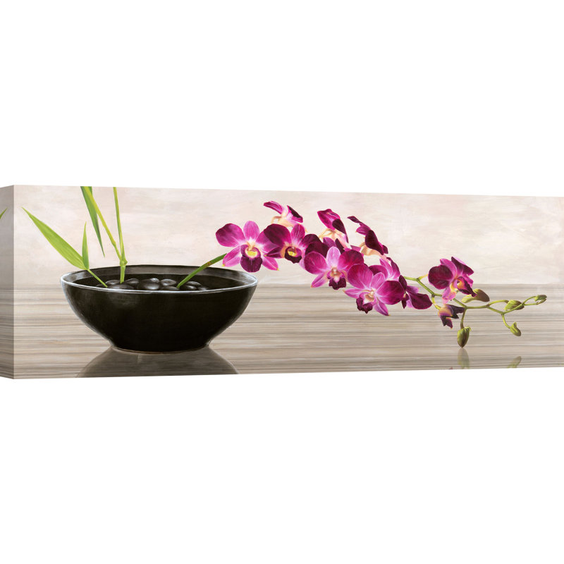 Orchid Arrangement by Shin Mills - Wrapped Canvas Painting, 40cm H x 120cm W x 4cm D