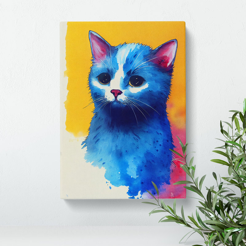Watercolour Cat No.4 - Wrapped Canvas, 60cm H x 40cm W x 3cm D