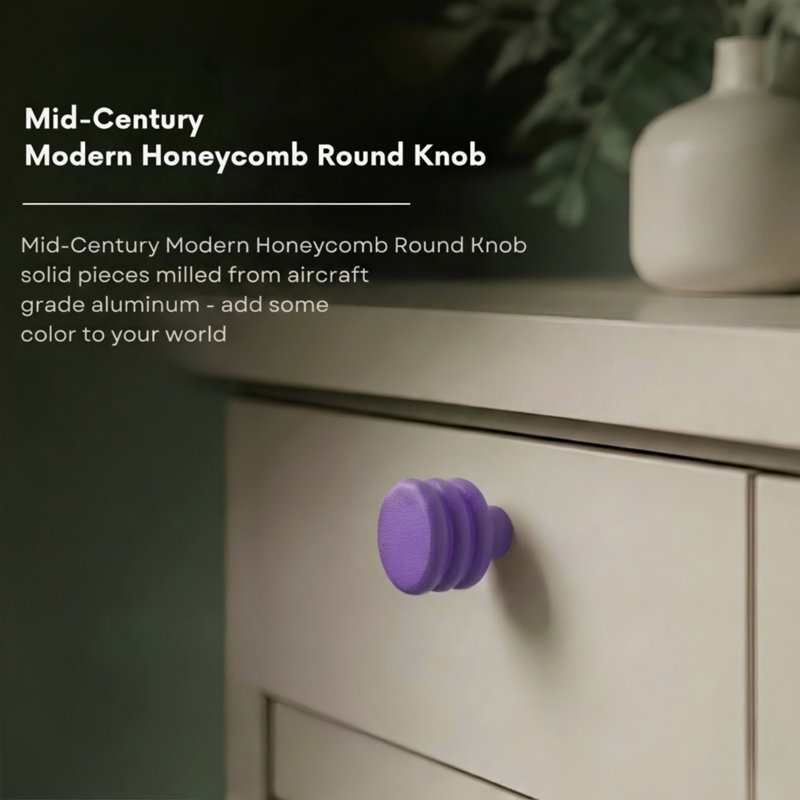 ROUS Hardware Mid-Century Modern Honey Comb Knob, Royal (Purple)