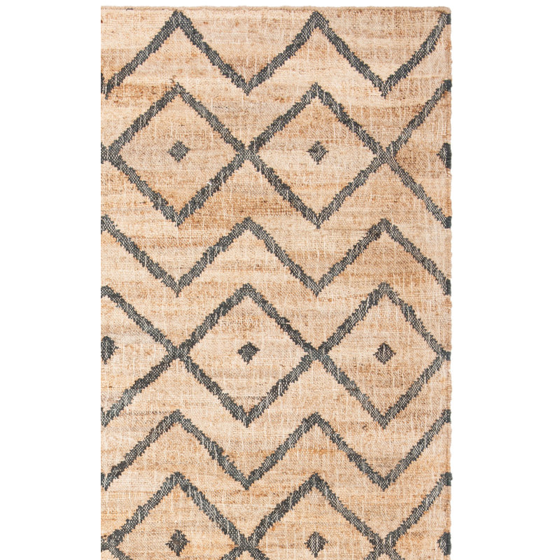 Tapis géométrique en jute tissé à la main Hawes, Carré 3 pi