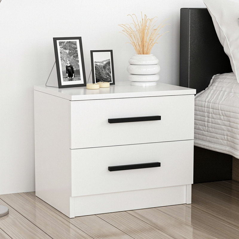 Table de chevet blanche avec tablettes multiples Wesa, 19,7 po x 15,7 po x 18,5 po | 100% panneau de particules enduit de mélamine, épaisseur: 0,7 pouce | Conception élégante et fonctionnelle pour le rangement de la chambre à coucher et du salon