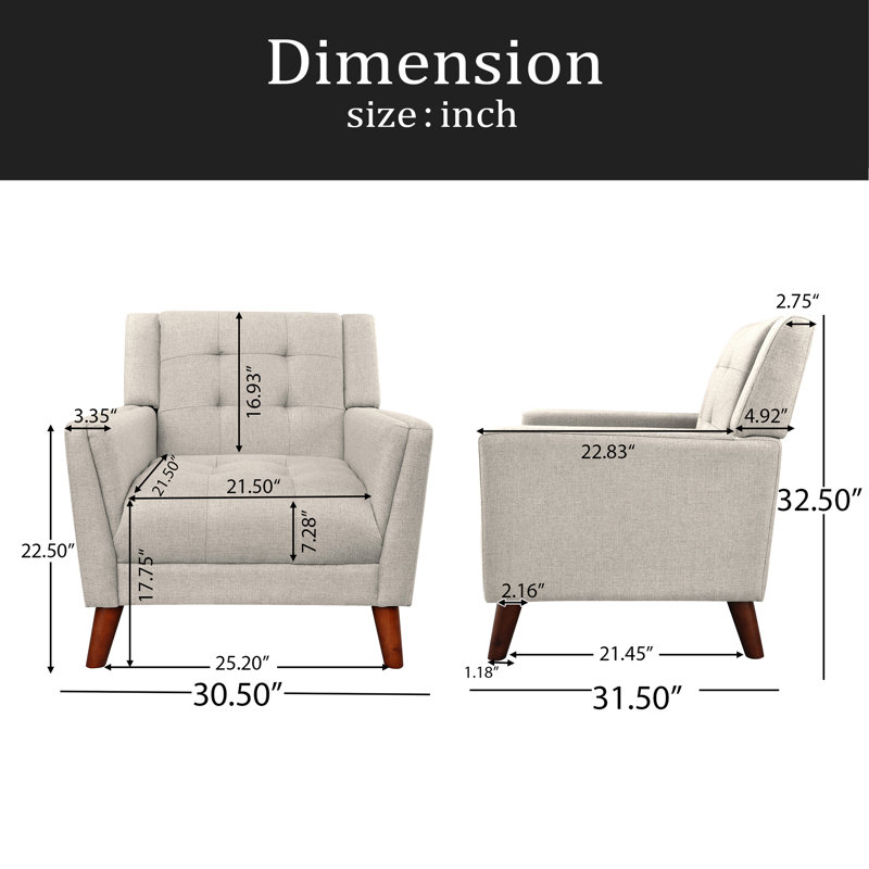 Fauteuil Mid-Century, Beige