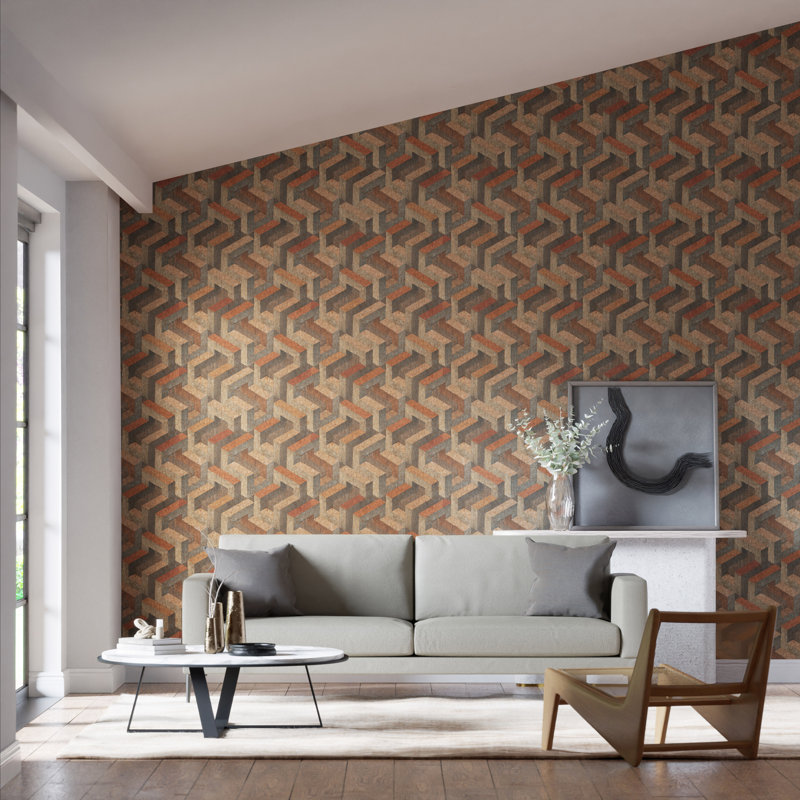 Escheresque Wallpaper, Copper/Slate