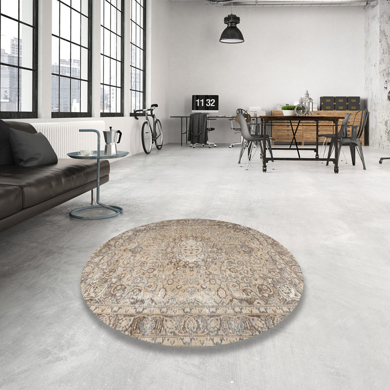 Performance Wool Oriental Indoor Rug, Round 7'