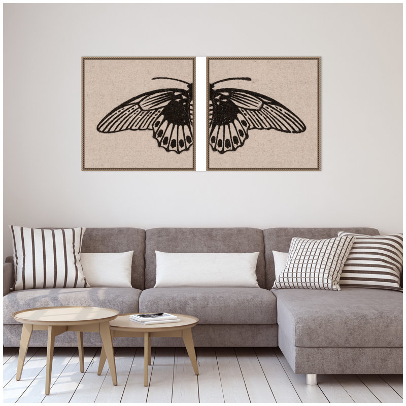 "Vlinder", ensemble de 2 impressions sur toile encadrées par Julie de Graag n ° 1 et n ° 2 par Nostalgia Prints