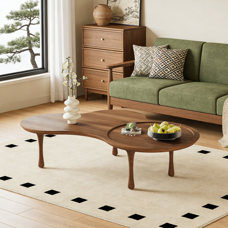  Grande table basse moderne en bois massif de 53,35 po Maesa