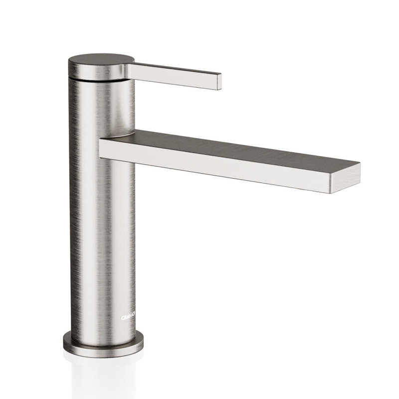Robinet de lavabo de salle de bain moderne à poignée simple Tinian, Nickel brossé