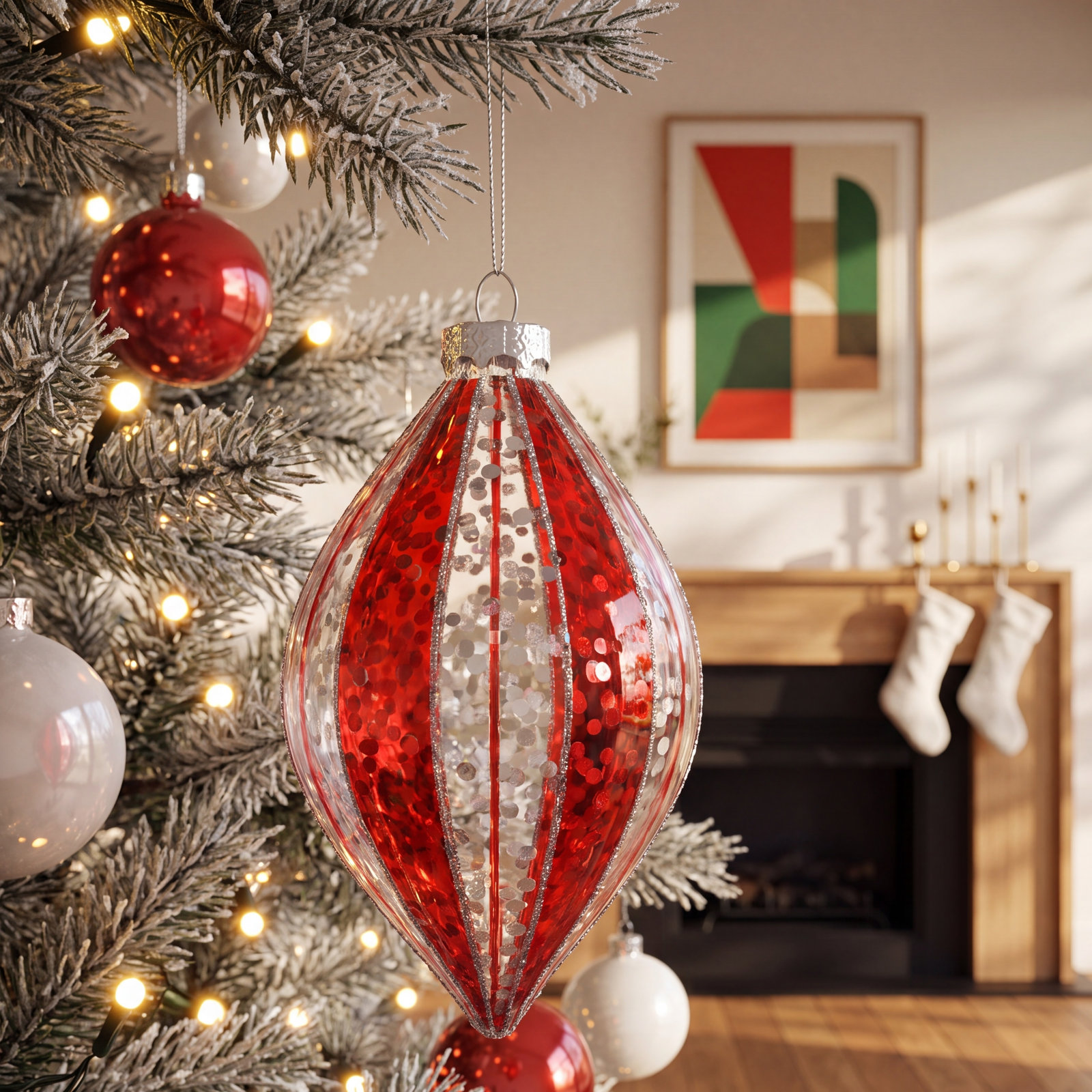 6" Handmade Finial Ornament, Red