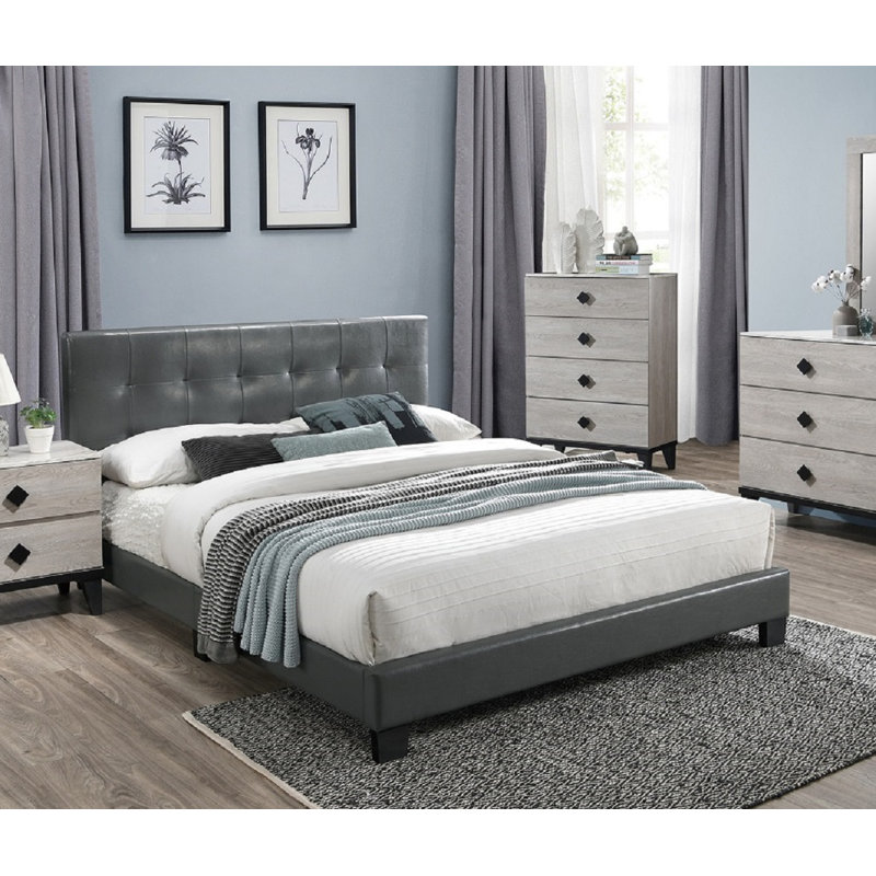 Rinku Platform Bed, White, Full/Double