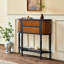 Console en bois massif noir et brun-1187516620