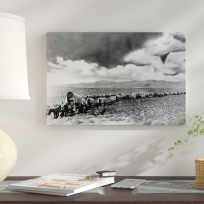 " 1870s-1880s Montage Of Covered Wagons Crossing The American Plains "
