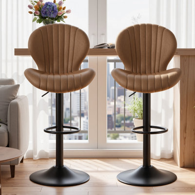 Bar Stools Set of 2 Modern Swivel Bar Chairs, Barstools Counter Height with High Backrest Easy 3-5 Minute Assembly for Bar, Kitchen, Dining Room