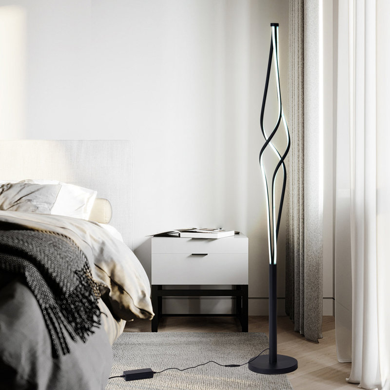 70’’ LED Dimmable Novelty Floor Lamp Black Spiral Floor Lamp, Black