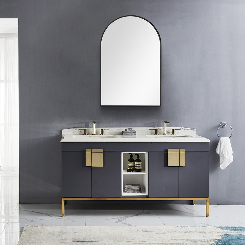 Mcfarren Metal Arch Wall Mirror, Matte Black