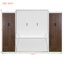 Grand lit escamotable mural avec placard, tiroirs et table, blanc