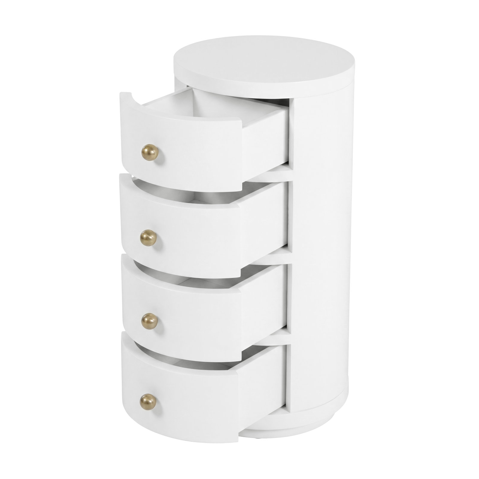 Celine 12 in. W Round Wood 4 Drawer End Table, Smooth White