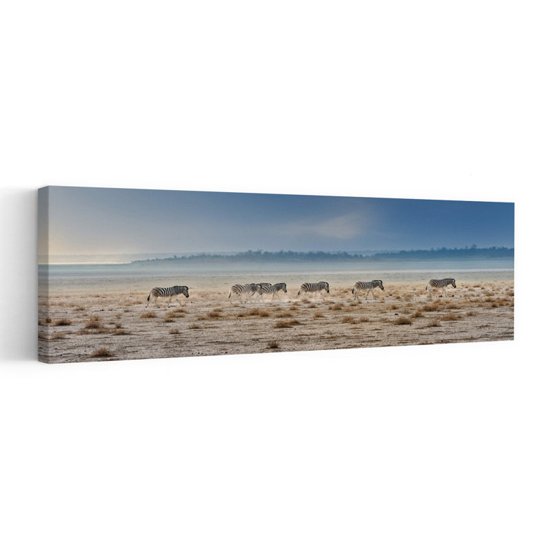 Zebras Across The Plain by Piet Flour - Wrapped Canvas Panoramic Print, 91.44 cm H x 30.48 cm W
