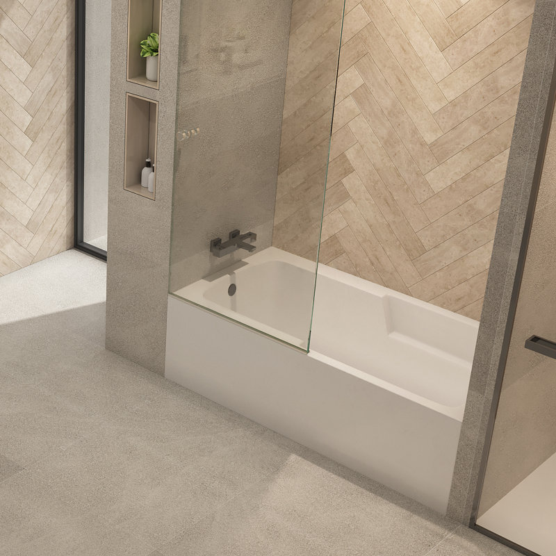 Bondi 60" x 32" Alcove Combination Acrylic Bathtub, Biscuit