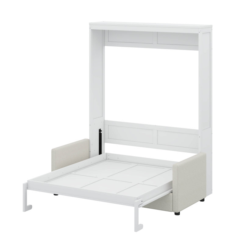 Lit escamotable avec coussin Murphy, Blanc, Double