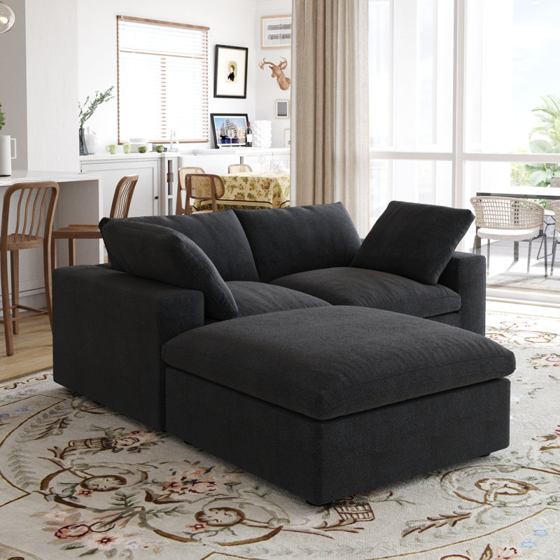 Canapé 80 po avec repose-pieds Kenda, Gris anthracite foncé