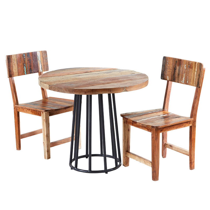 Runolfson Acacia and Mango Round Wood Top Dining Table with Iron Base