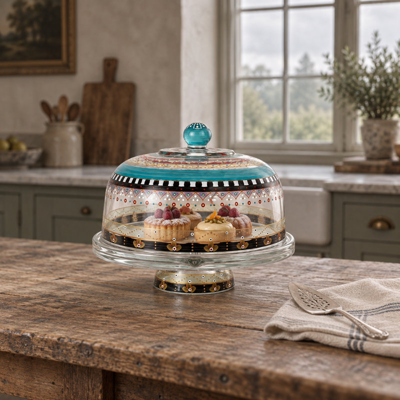 Mosaic Carnival Glass Cake Stand