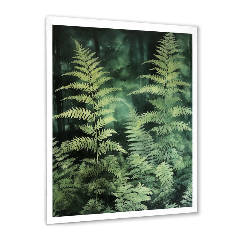 Fougère verte IV sur toile, H 20 po x l 12 po x P 1 po, Cadre photo blanc