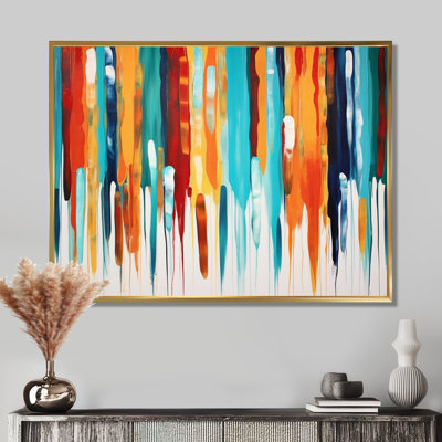 Colorful Paint Droppings Blue Orange - Geometric Wall Art Decor