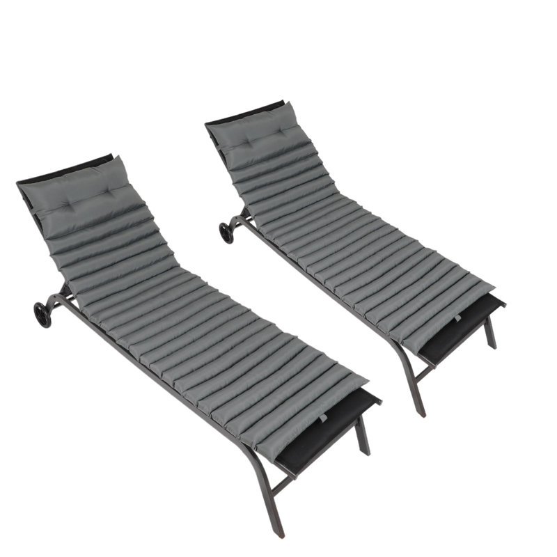 2-Piece Outdoor Recliner Cushion Set ( Cushion Only), Gray