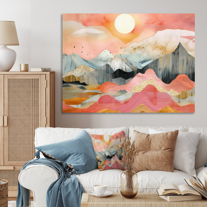 Paysage de montagne vibrant III, Toile tendue, H 16 po x l 32 po x P 1 po