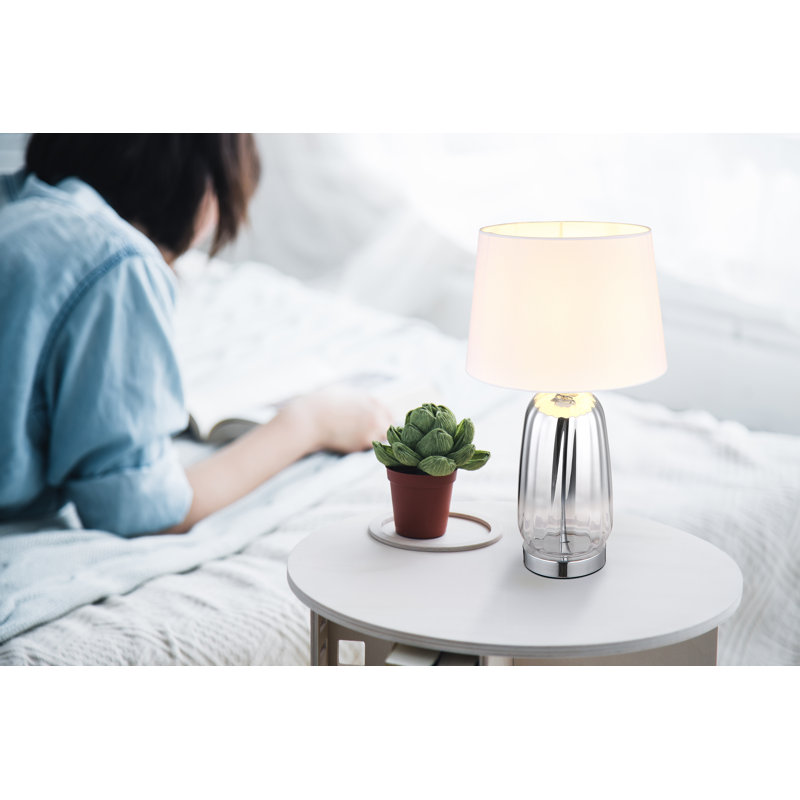 Ayzel Metal Table Lamp, Silver, White