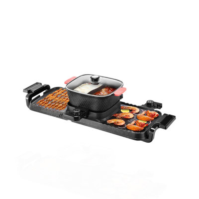 Hot Pot With Grill 2300W 2-In-1 Electric Smokeless BBQ Pan With Removable Pot