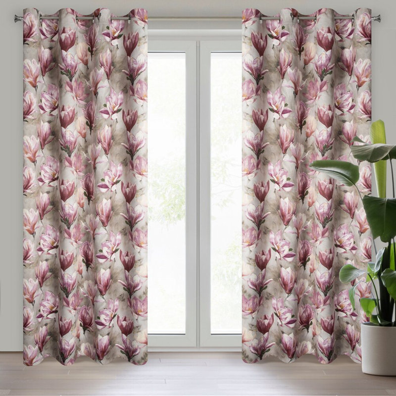 Lari Room Darkening Curtain Single Panel, Pink