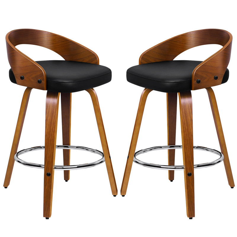 Swivel Upholstered Counter Stool with Metal Frame